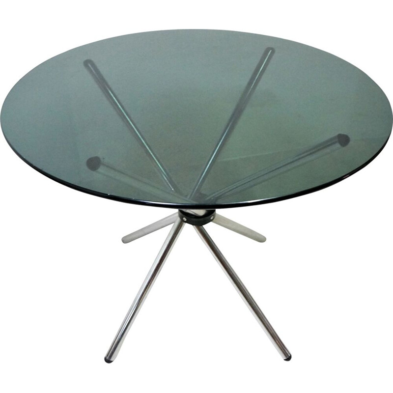 Vintage Italian table in chrome and glass 1970