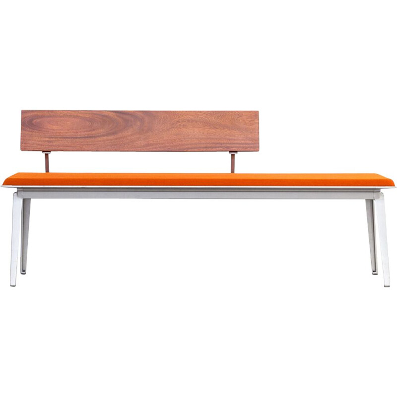 Vintage Ahrend 600 bench for Ahrend de Cirkel in orange metal and rosewood 1990
