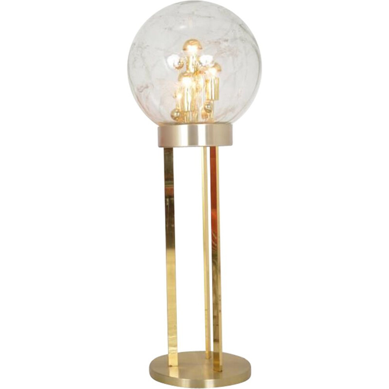 Vintage floor lamp Doria Leuchten brass and glass 1970s