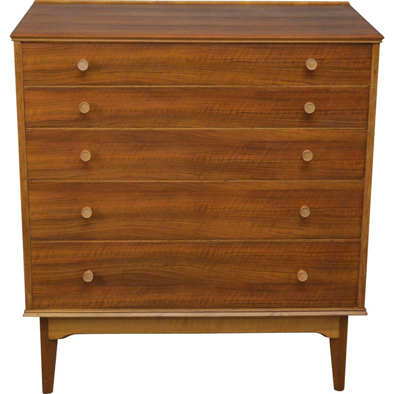 Vintage chest of drawers in walnut by Alfred Cox