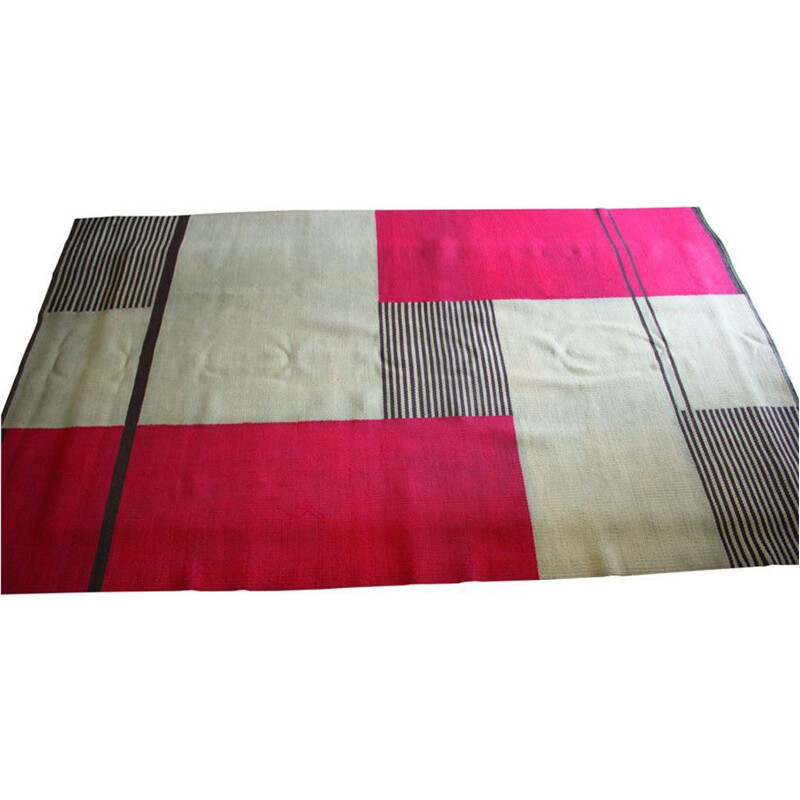 Vintage geometric carpet by Antonin Kybal in wool 1950