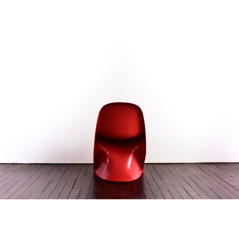 Set of 2 vintage children chairs red Casalino 1 by Alexander Begge 1970s