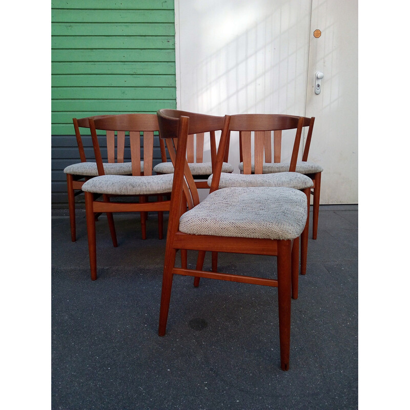 Vintage set of six danish dining chairs in teak by Johannes Andersen,1960
