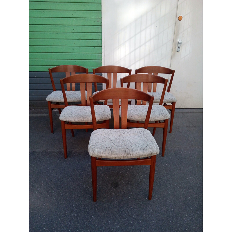 Vintage set of six danish dining chairs in teak by Johannes Andersen,1960