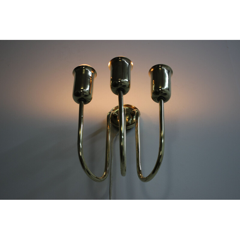 Pairs of vintage art deco brass wall lights, 1930s
