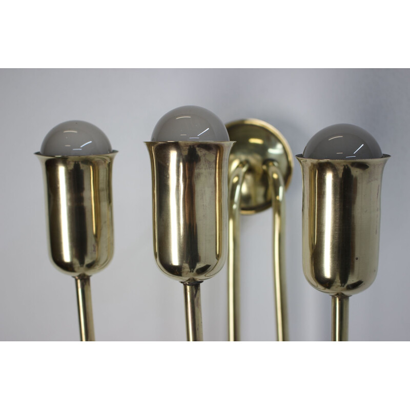 Pairs of vintage art deco brass wall lights, 1930s