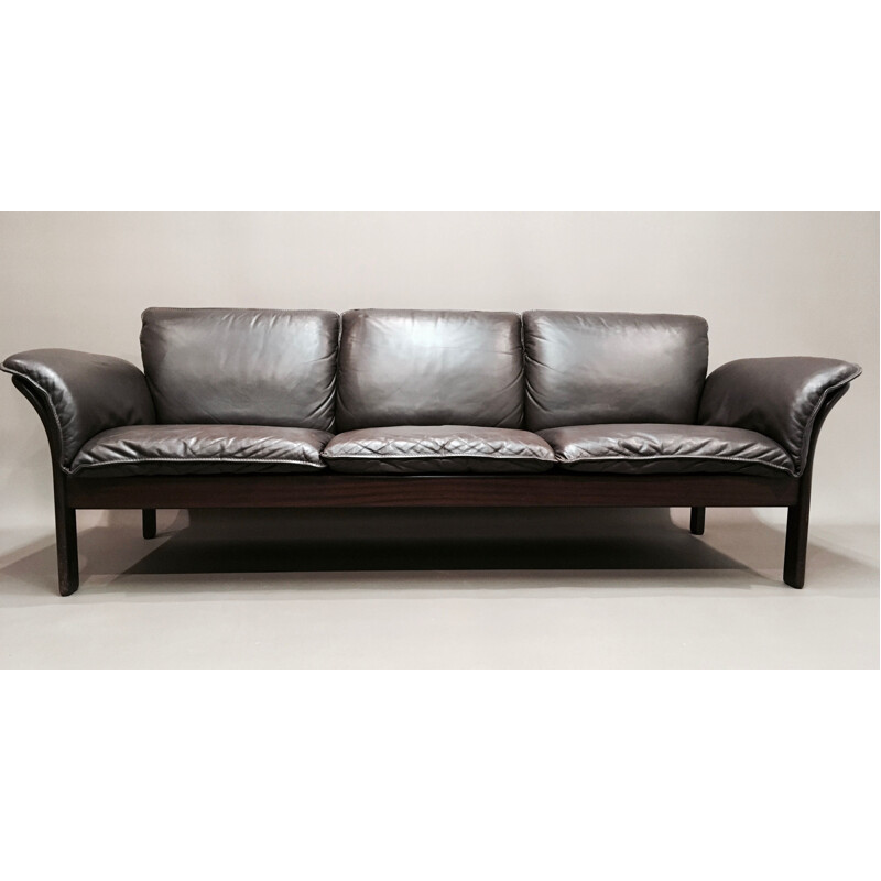 Vintage Scandinavian 3-seater sofa fully leather,1960
