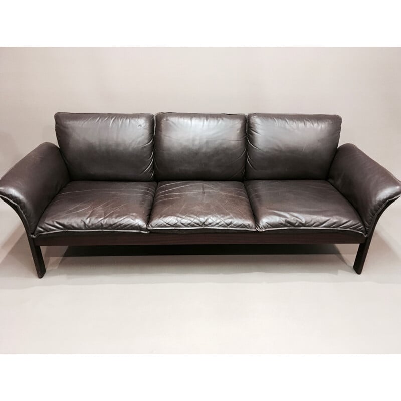 Vintage Scandinavian 3-seater sofa fully leather,1960