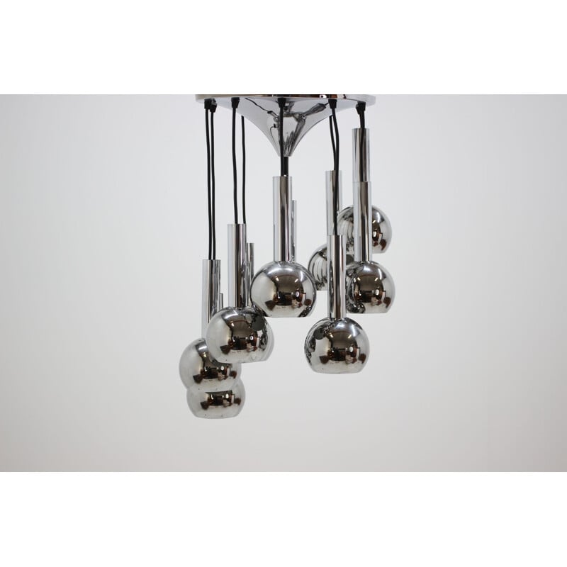 Vintage waterfall pendant light in chrome, 1970