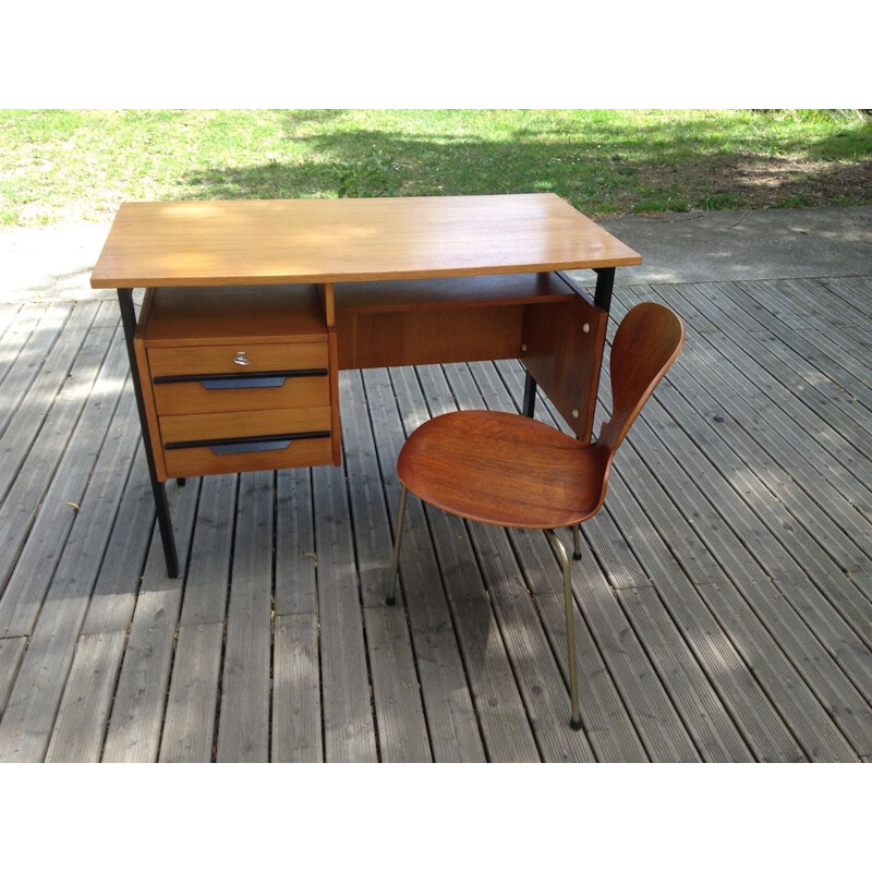 Vintage desk in oak with 2 drawers,1960