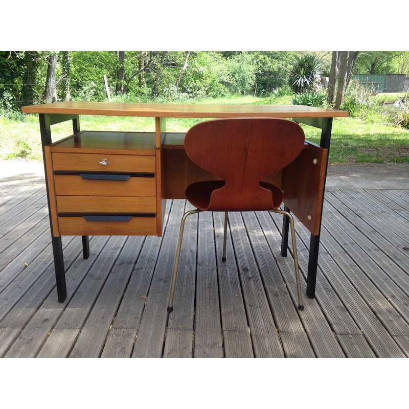 Vintage desk in oak with 2 drawers,1960