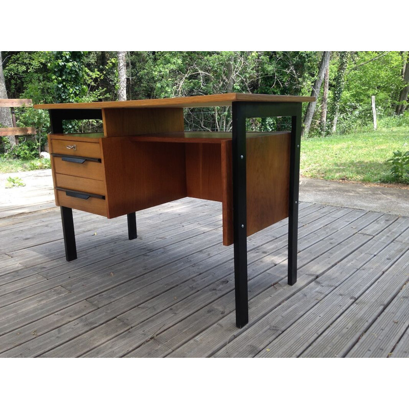 Vintage desk in oak with 2 drawers,1960