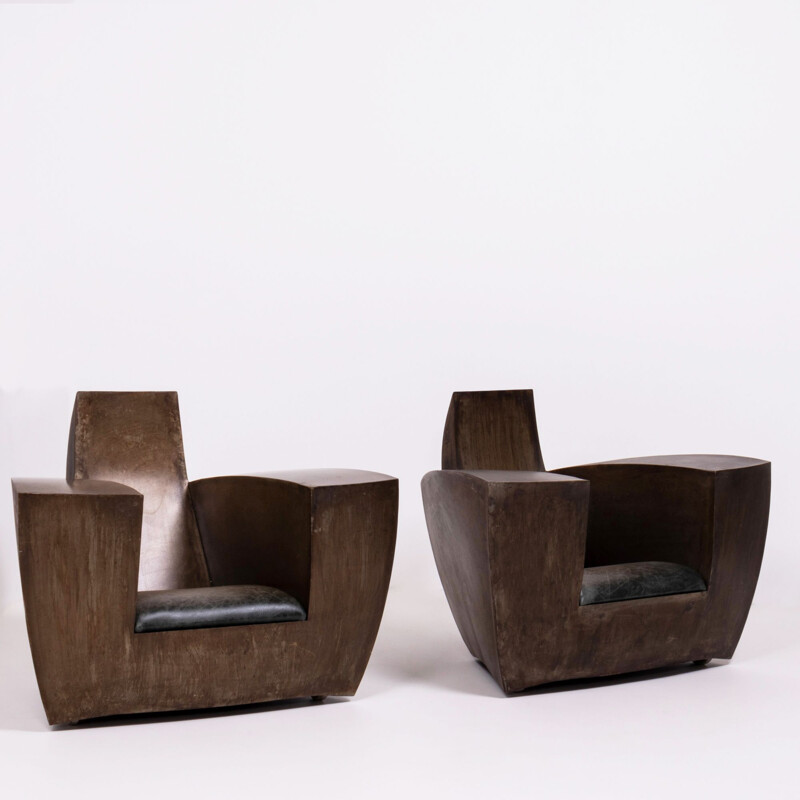 Pairs of vintage steel armchairs by Jonathan Singleton,1990
