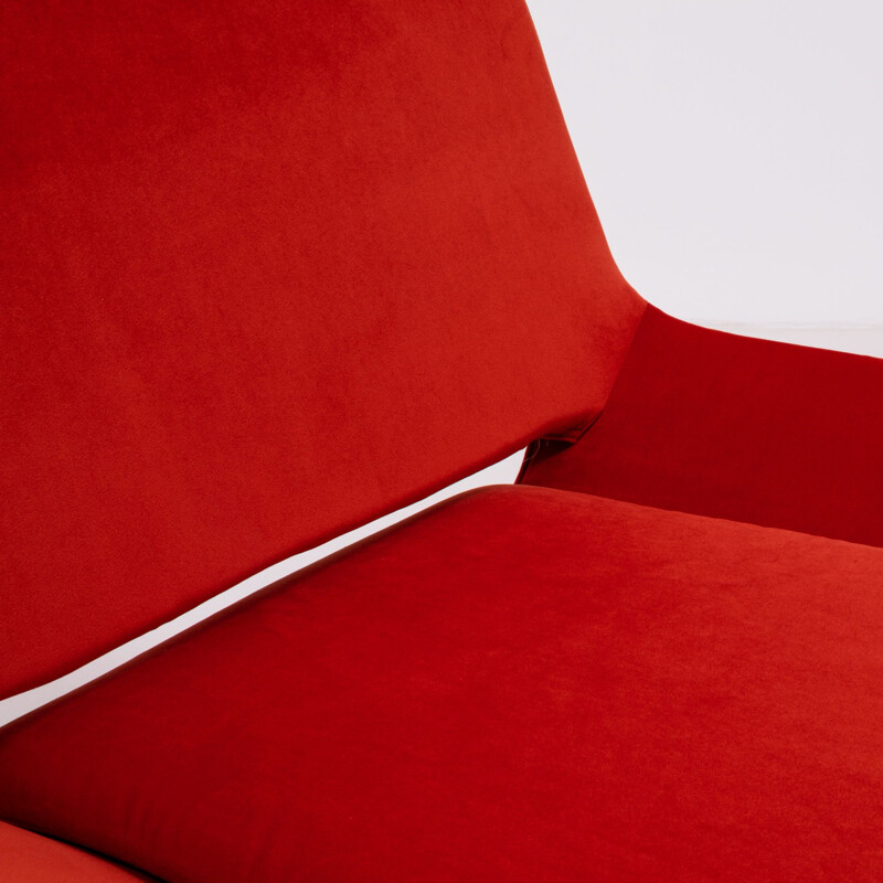 Vintage orange velvet armchair by Jeffrey Bernett for B&B Italia,00's