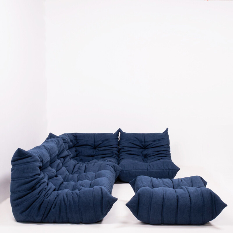 Vintage modular sofa blue and footstool by Michel Ducaroy for Roset line,1970