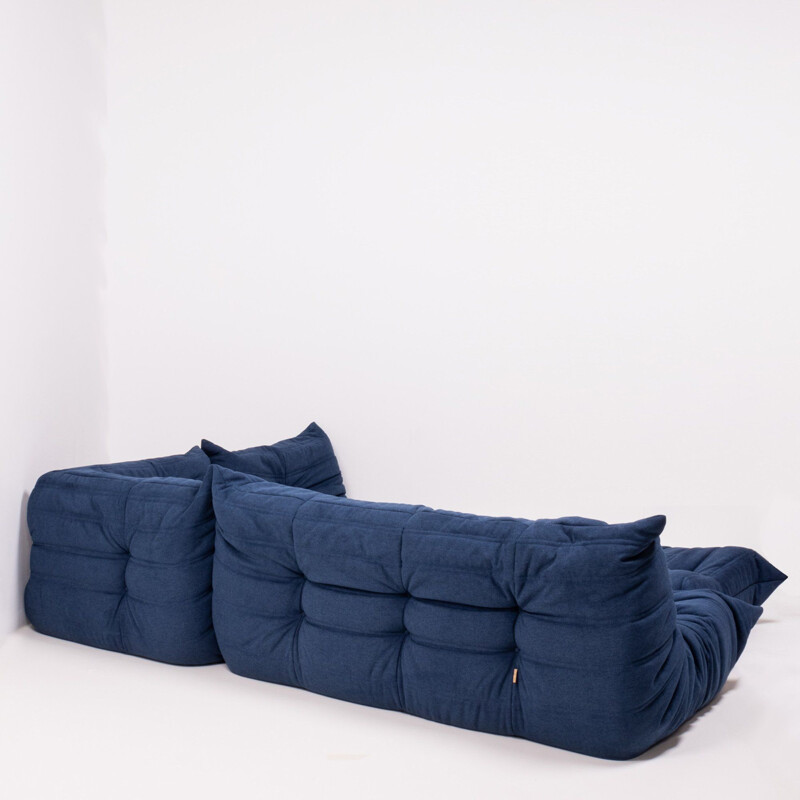 Canapé modulaire vintage bleu et repose-pieds par Michel Ducaroy pour ligne Roset,1970