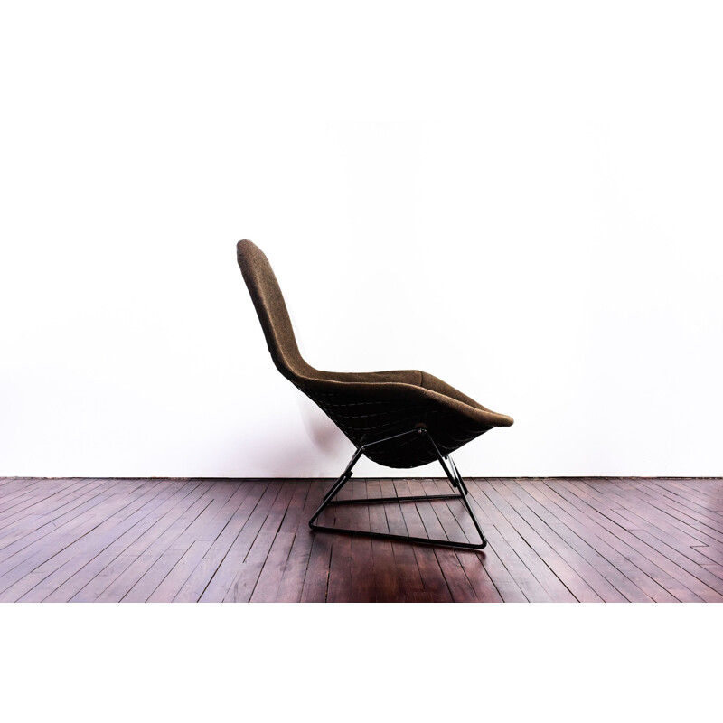 Fauteuil Bird marron et ottoman, Harry Bertoia pour Knoll 1950