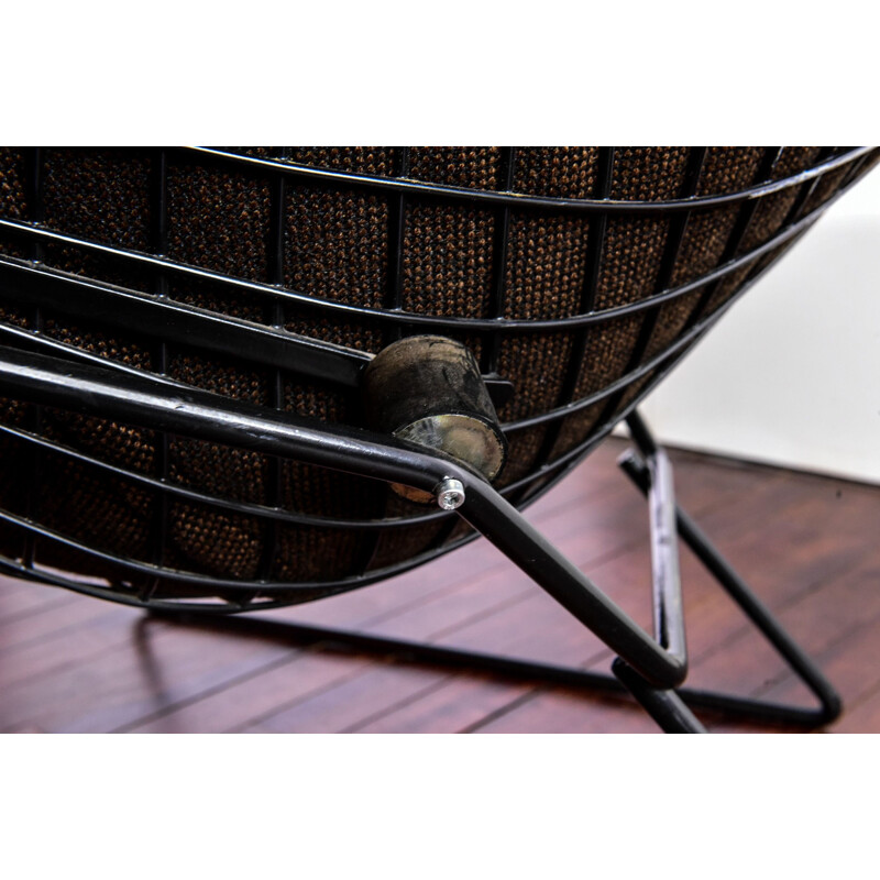 Fauteuil Bird marron et ottoman, Harry Bertoia pour Knoll 1950