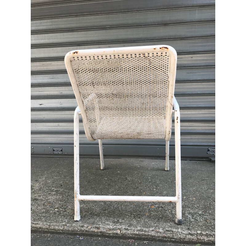 Set of 4 vintage white metal chairs 1940