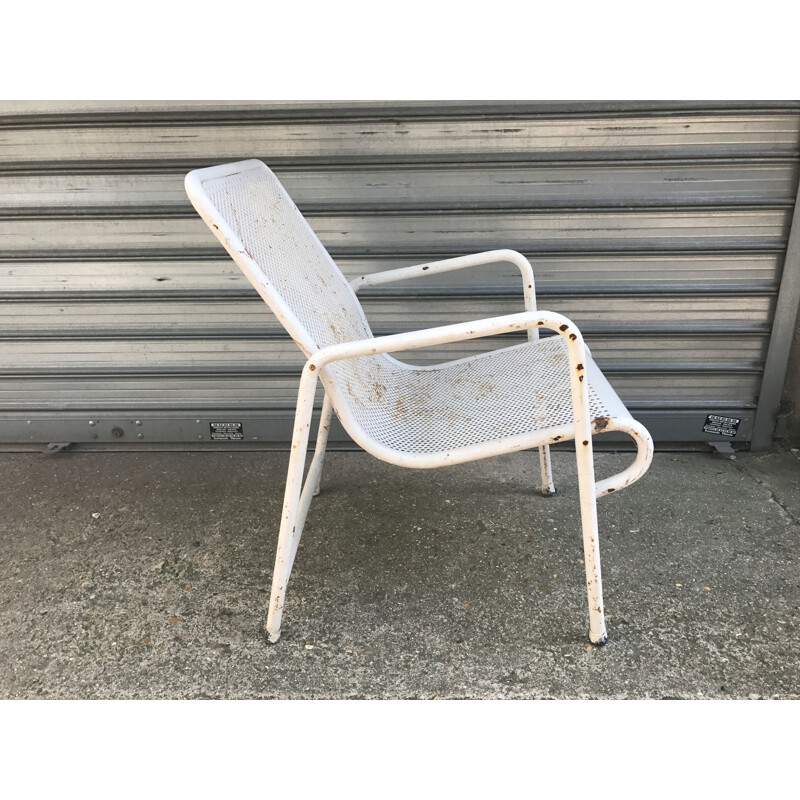 Set of 4 vintage white metal chairs 1940