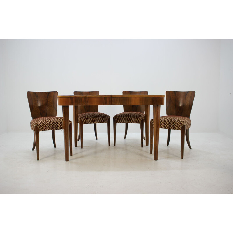 Vintage H-214 dining Set for UP Zavody in walnut 1950