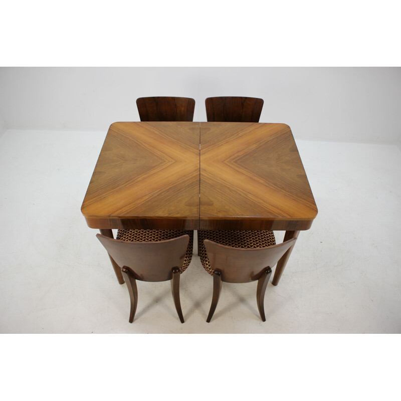 Vintage H-214 dining Set for UP Zavody in walnut 1950