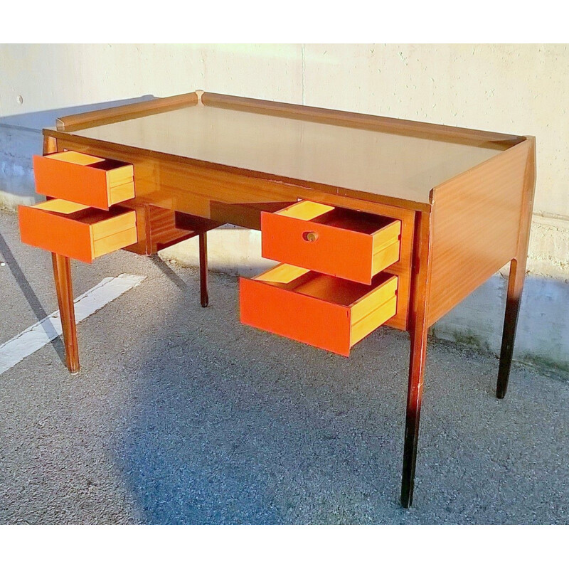 Vintage italian desk in teak and formica 1950