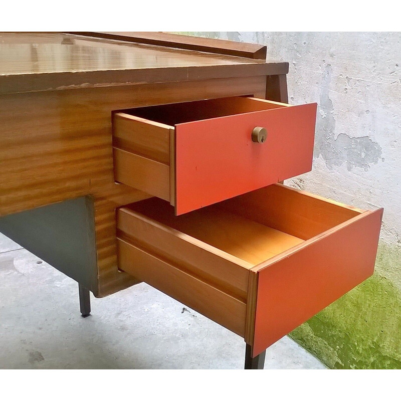 Vintage italian desk in teak and formica 1950