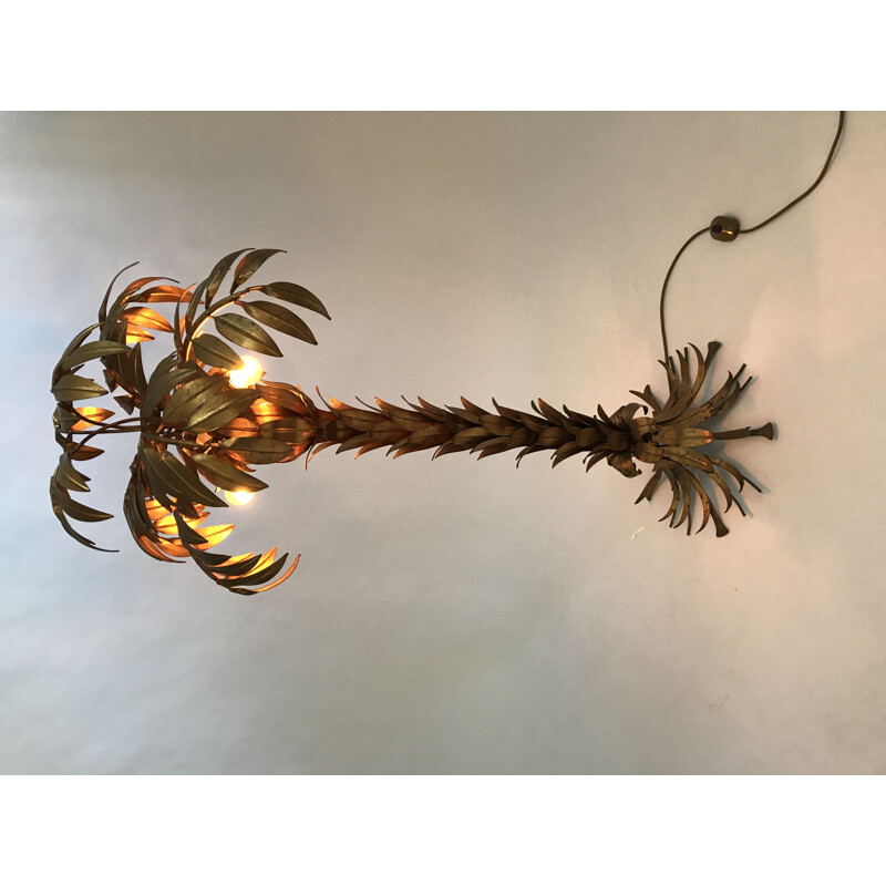 Vintage Palm Tree floor lamp by Kögl in golden metal 1970