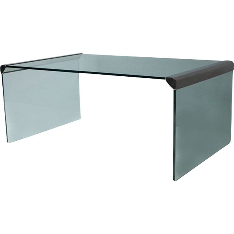 Vintage T33 coffee table for Gallotti & Radice in glass and steel 1980