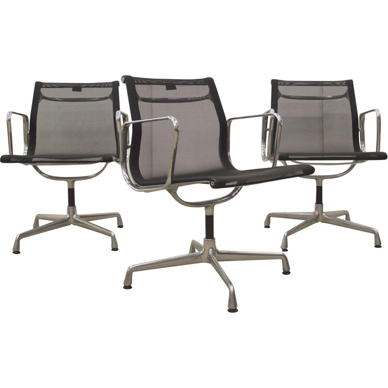 Set of 3 vintage desk chairs Vitra EA108 Alu by Charles Eames, Germany