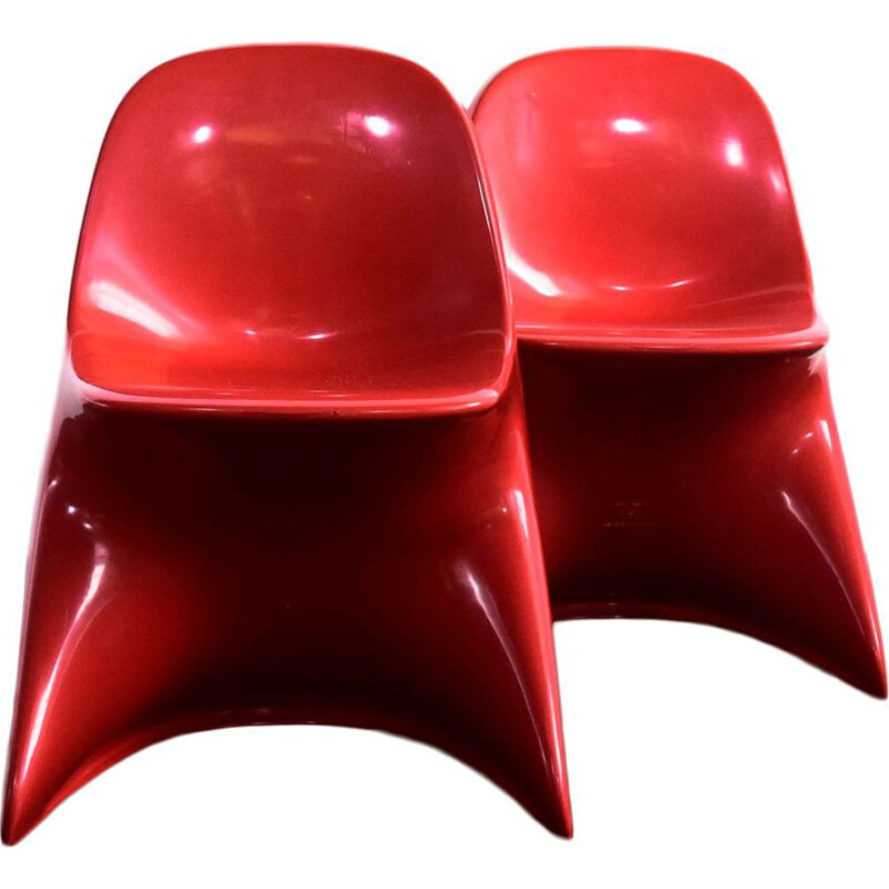 Ensemble de 2 chaises enfant vintage rouge Casalino 1 par Alexander Begge années 1970