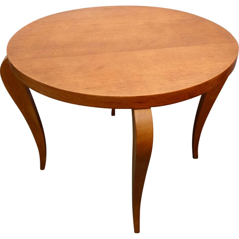 Table basse vintage ronde en bois,1960