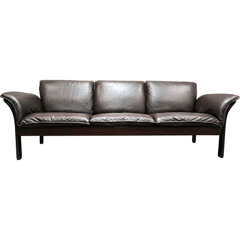 Vintage Scandinavian 3-seater sofa fully leather,1960