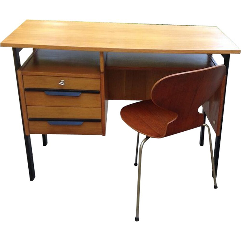 Vintage desk in oak with 2 drawers,1960