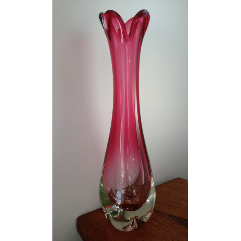 Large vintage Murano glass vase 1960 