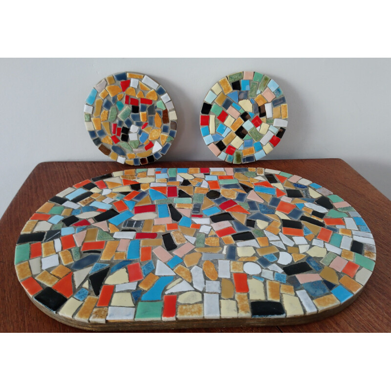 Ceramic table mats vintage 1960