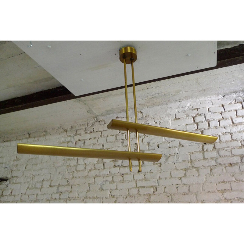 Vintage halogen chandelier in brass 1980  