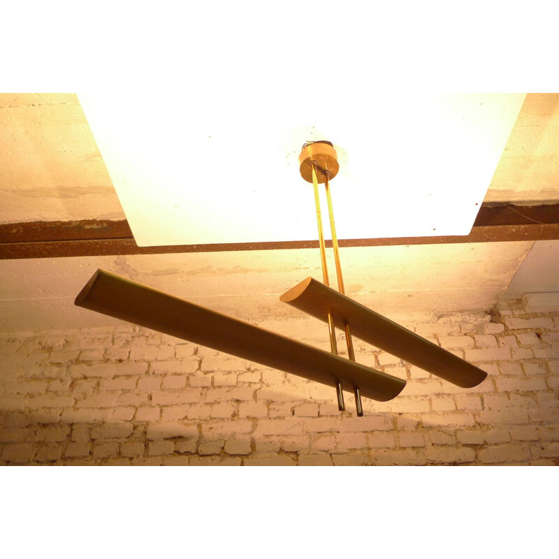 Vintage halogen chandelier in brass 1980  