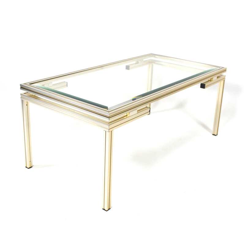 Aluminum and glass coffee table, Pierre VANDEL - 1970s