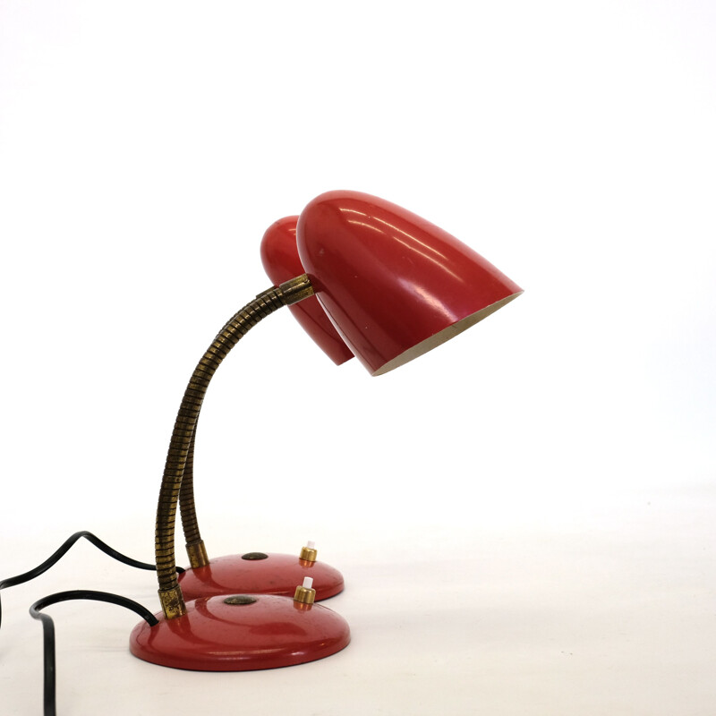 Pair of vintage red table lamps 1960