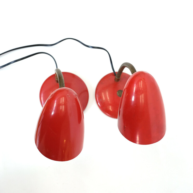 Paire de lampes de table vintage rouge 1960