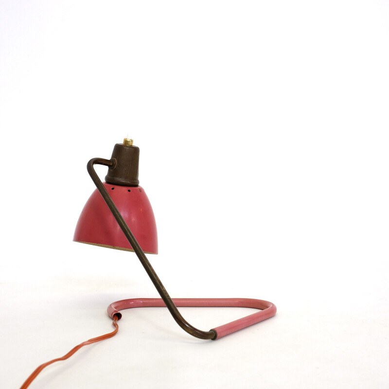 Vintage red and gold lamp by Robert Caillat 1950