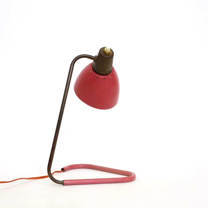 Vintage red and gold lamp by Robert Caillat 1950