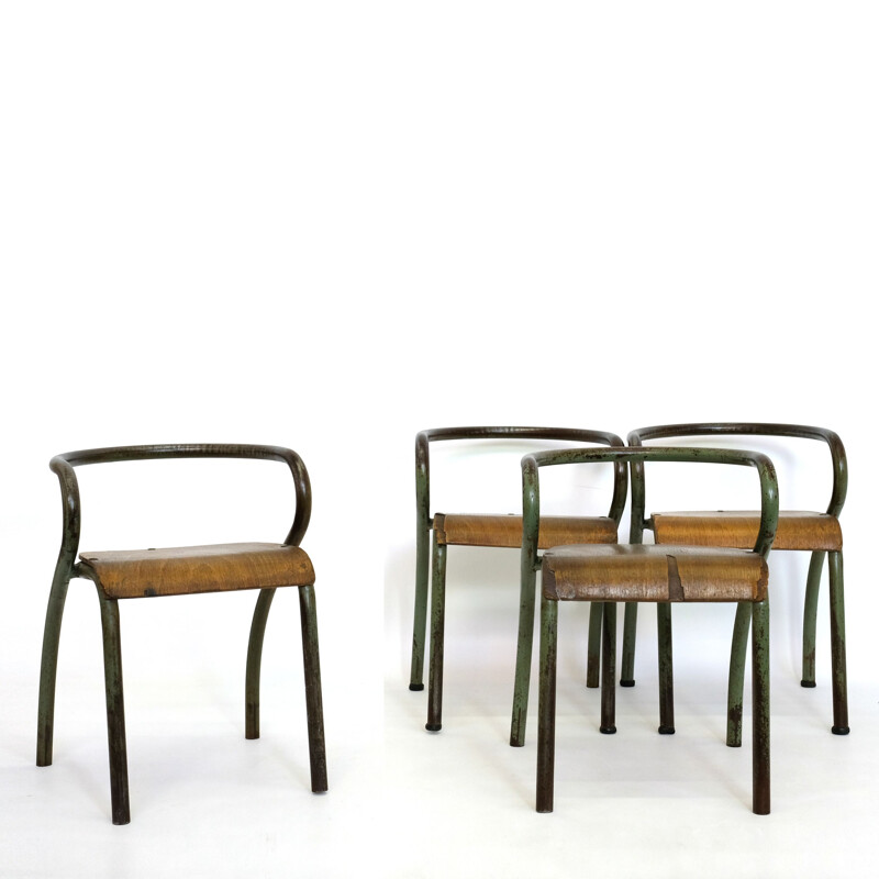 Set of 4 vintage children chairs by Jacques Hitler for Mobilor