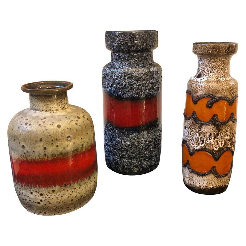 Set of 3 vintage Lava Keramik Vases 1960