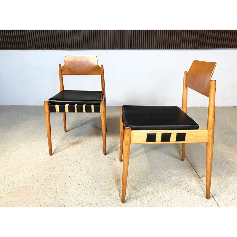 Paar vintage Se 119 multiplex stoelen van Egon Eiermann voor Wilde en Spieth, Duitsland 1958