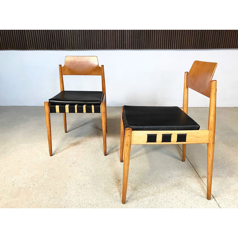 Pareja de sillas vintage de madera contrachapada Se 119 de Egon Eiermann para Wilde y Spieth, Alemania 1958