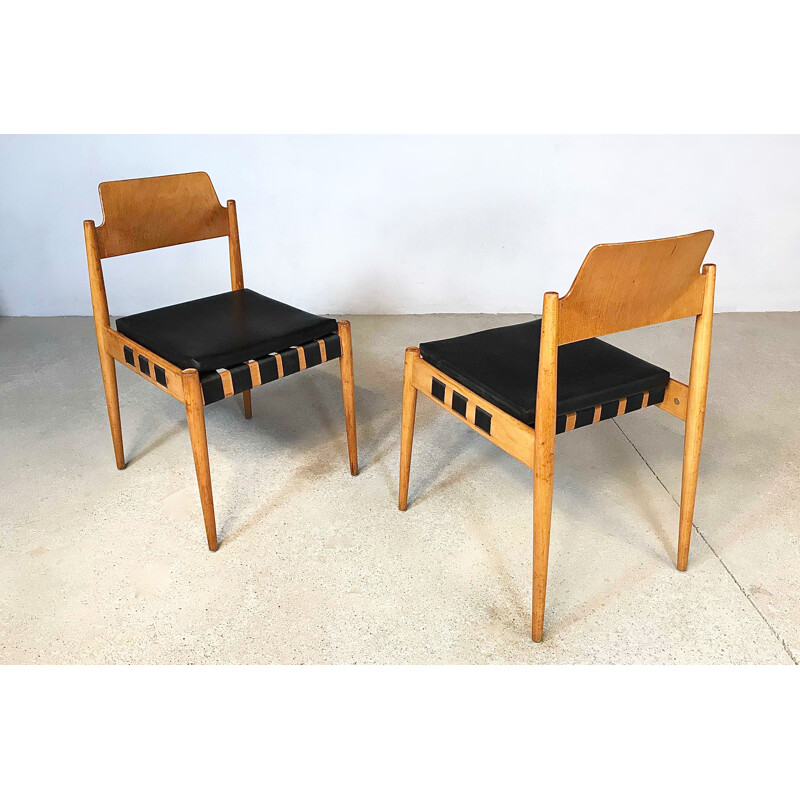 Par de cadeiras de madeira compensada Se 119 de Egon Eiermann para Wilde e Spieth, Alemanha 1958