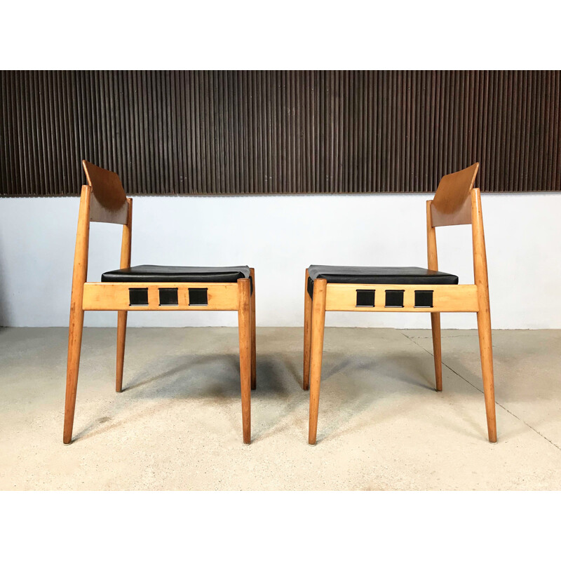 Pair of vintage Se 119 chairs in plywood by Egon Eiermann for Wilde and Spieth, Germany 1958s